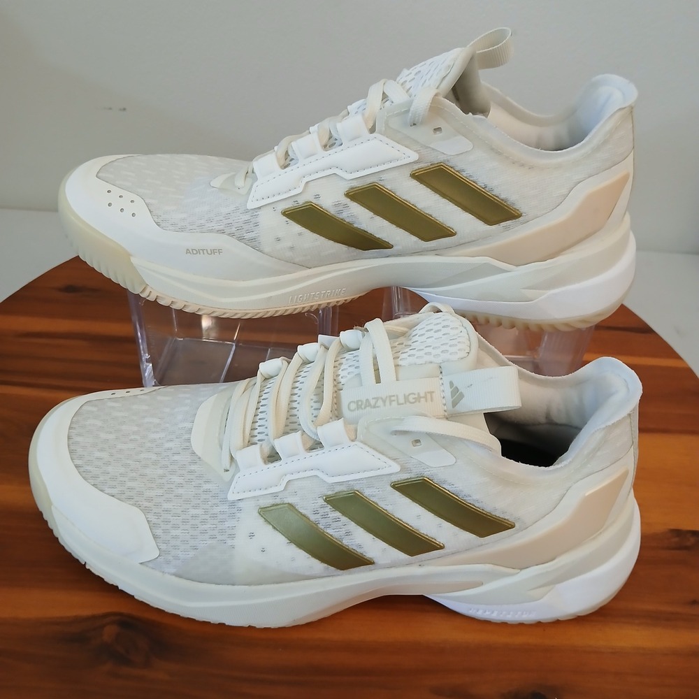 Adidas Crazyflight 6 Volleyball Shoes Womens 6.5 White Gold Indoor Sport HP7026